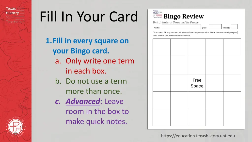 fill in your card