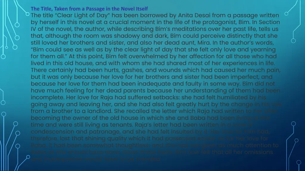 the title taken from a passage in the novel