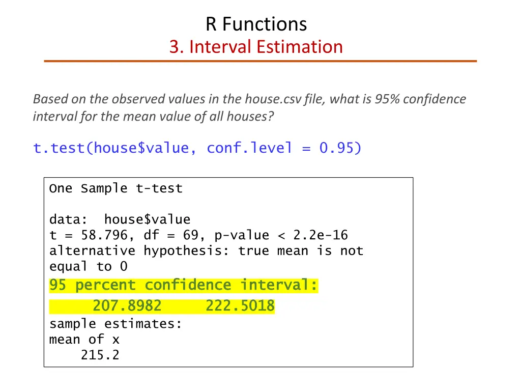 r functions 3 interval estimation