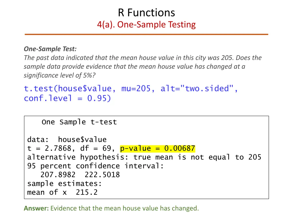 r functions 4 a one sample testing