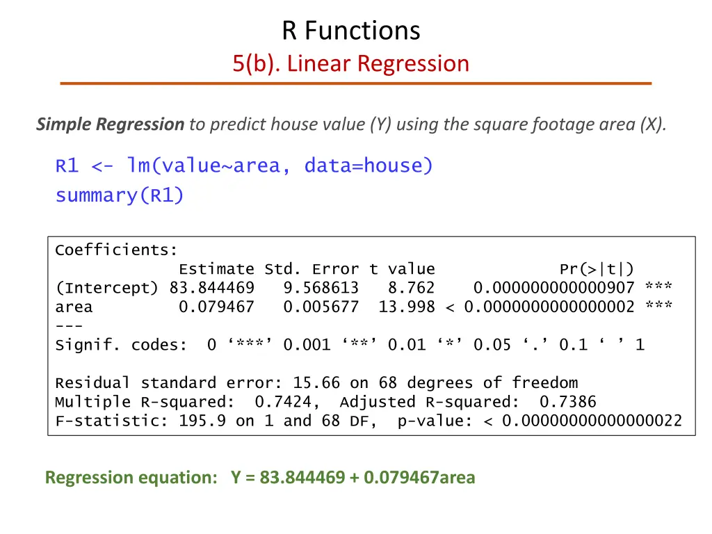 r functions 5 b linear regression