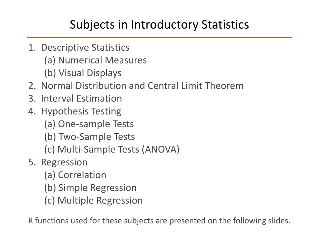 subjects in introductory statistics