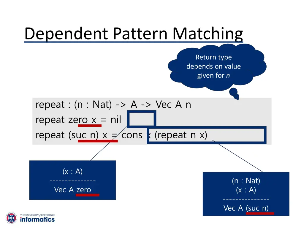 dependent pattern matching