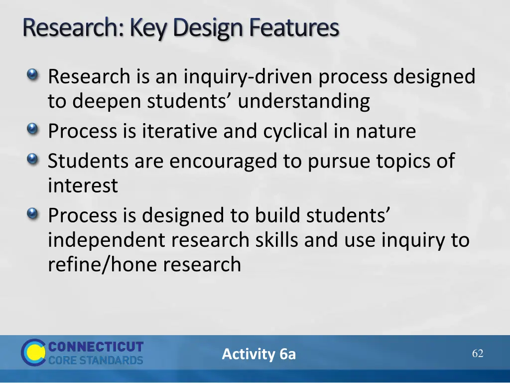 research key design features