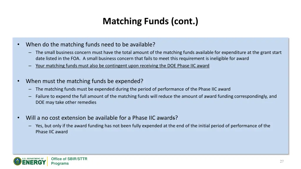 matching funds cont