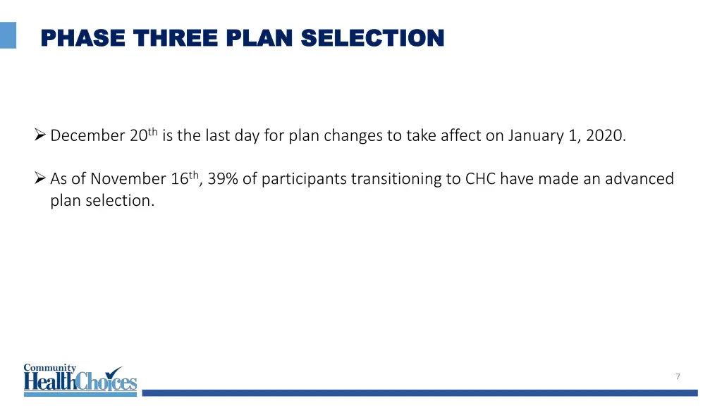 phase three plan selection phase three plan