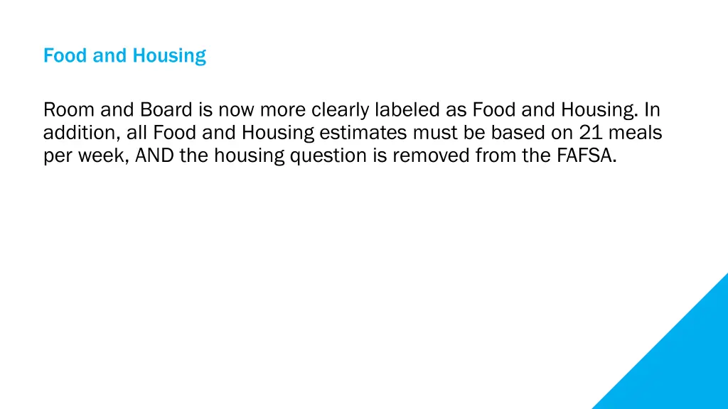 food and housing