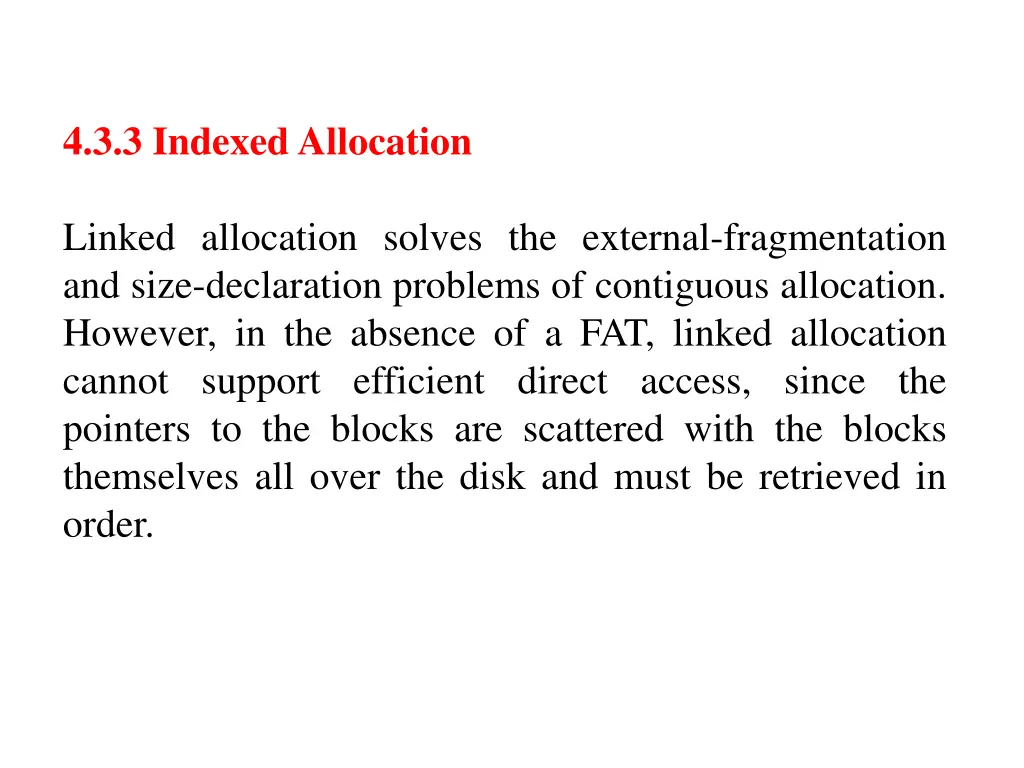 4 3 3 indexed allocation
