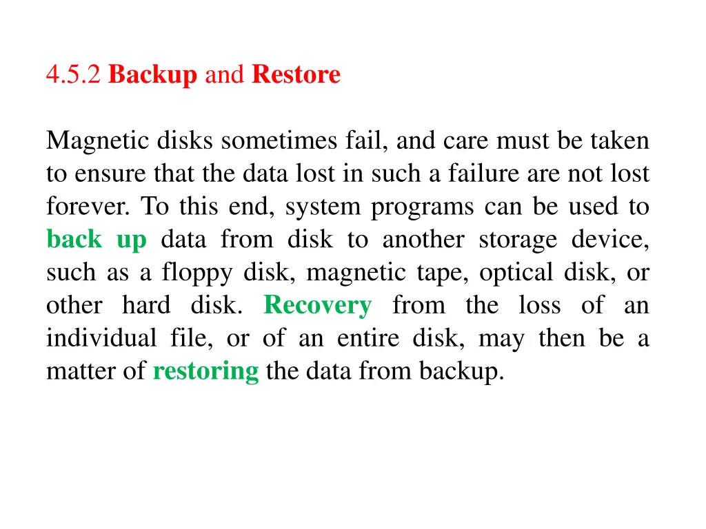 4 5 2 backup and restore