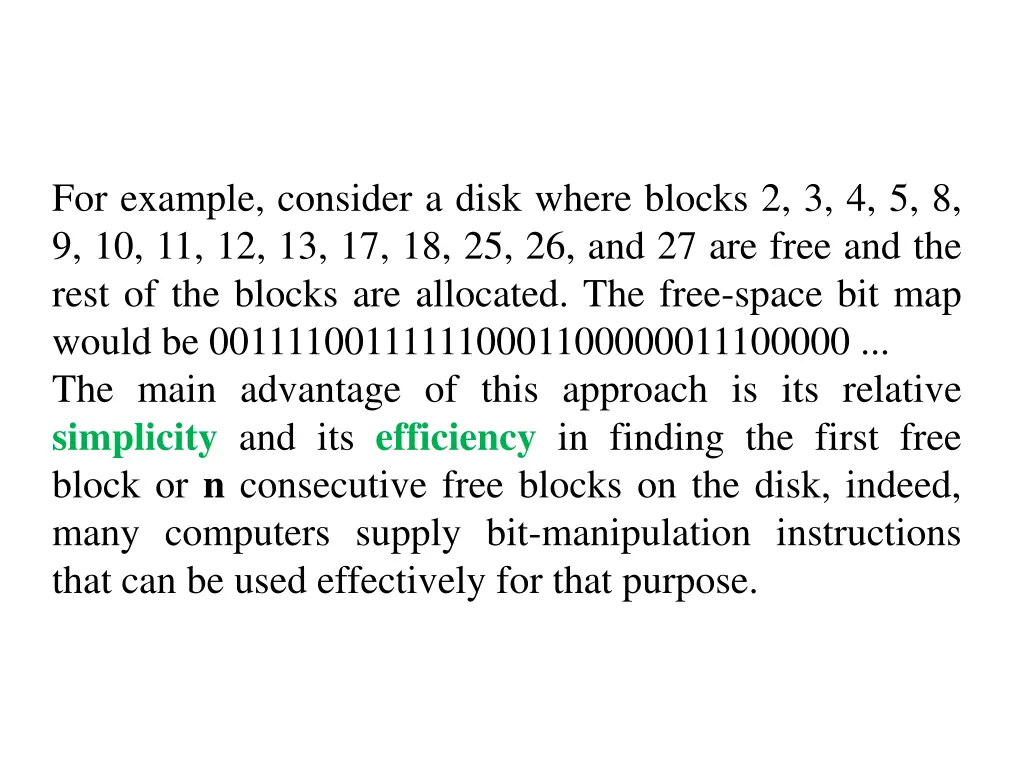 for example consider a disk where blocks