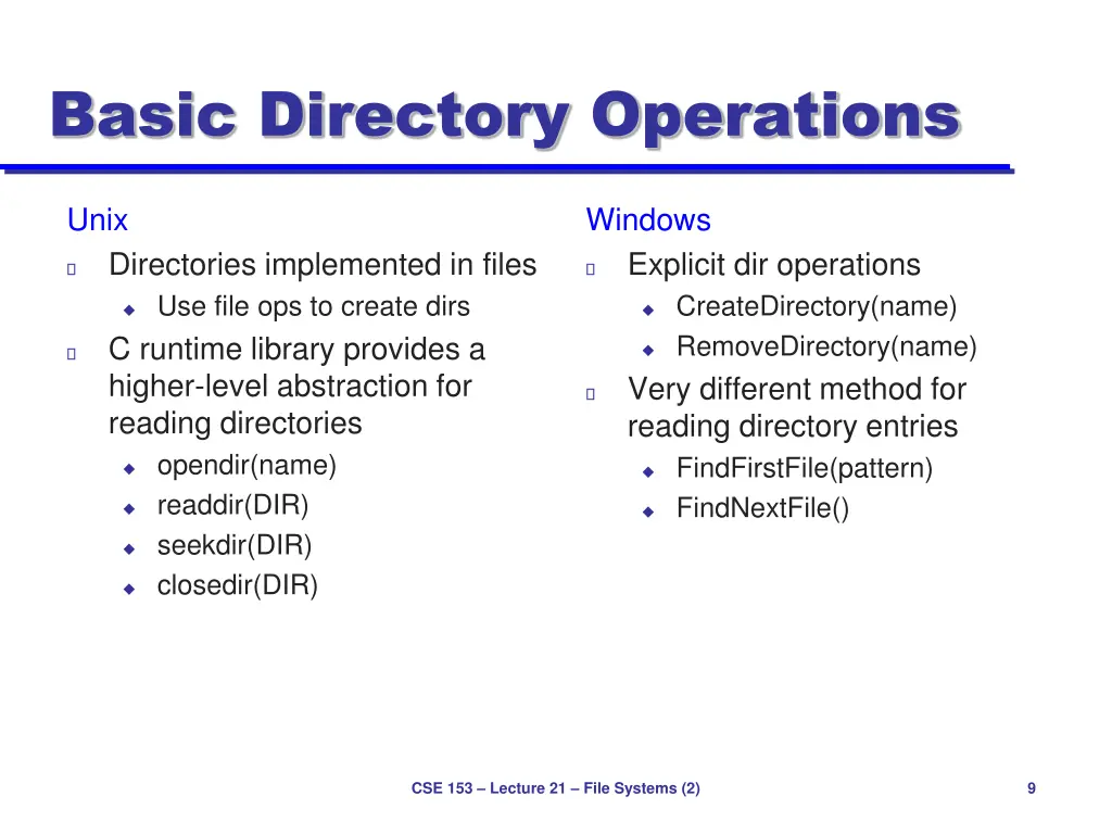 basic directory operations