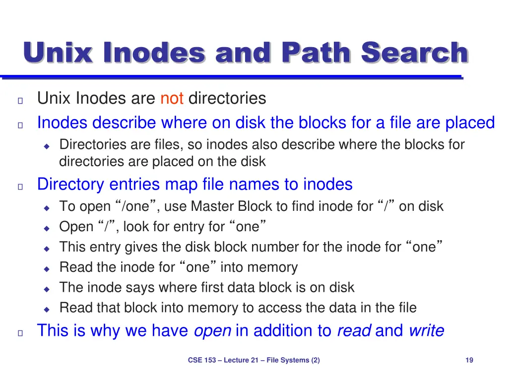 unix inodes and path search