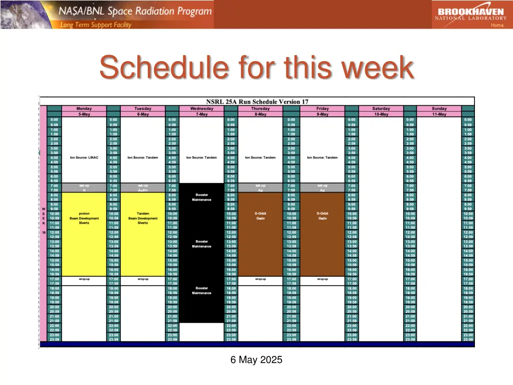 schedule for this week