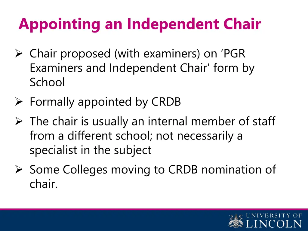appointing an independent chair