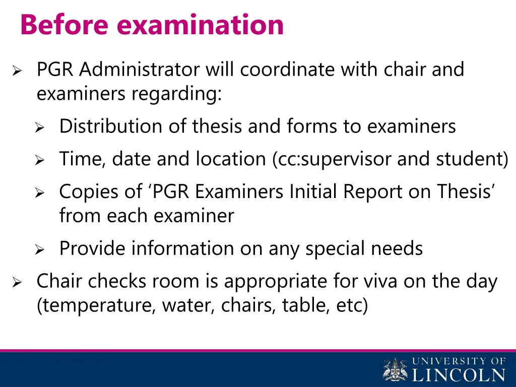 before examination
