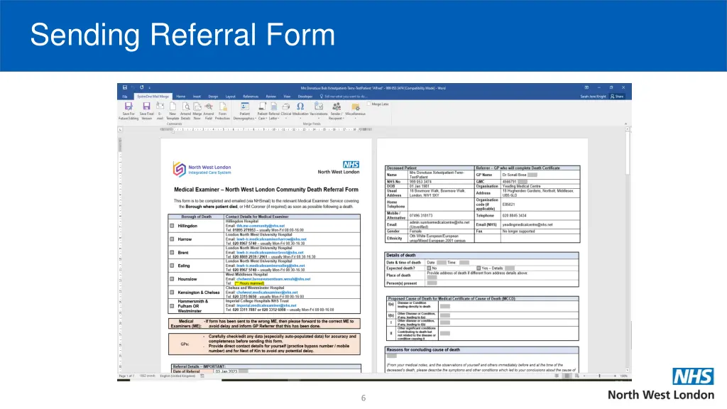 sending referral form
