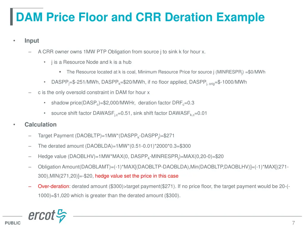 dam price floor and crr deration example