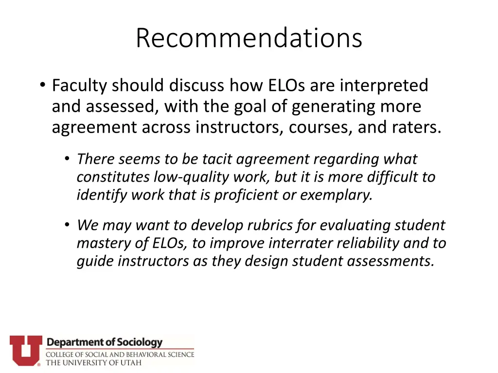 recommendations