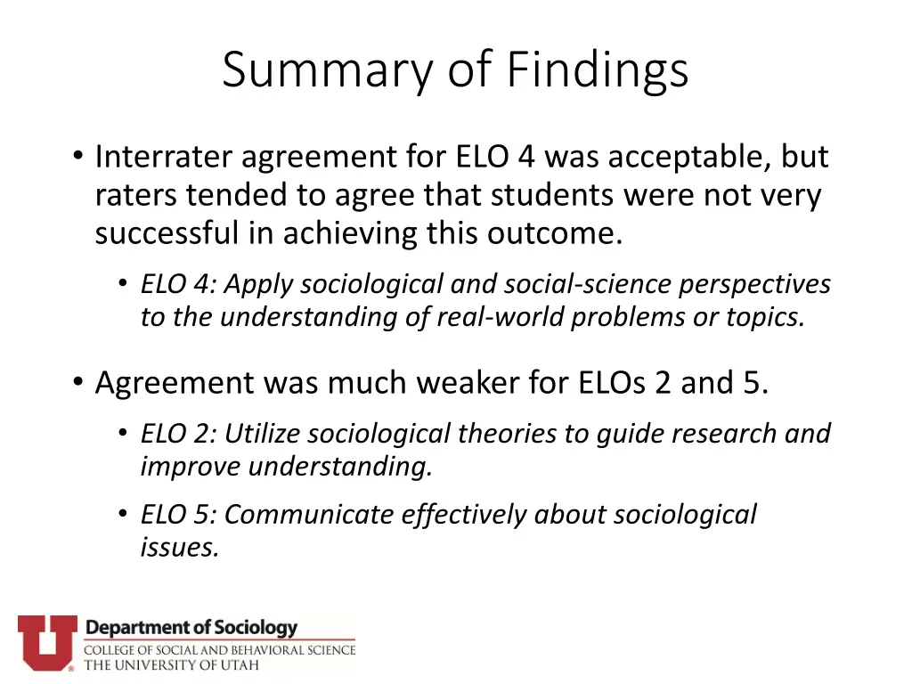 summary of findings