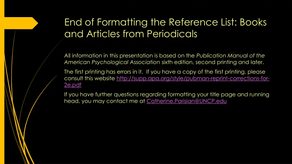 end of formatting the reference list books