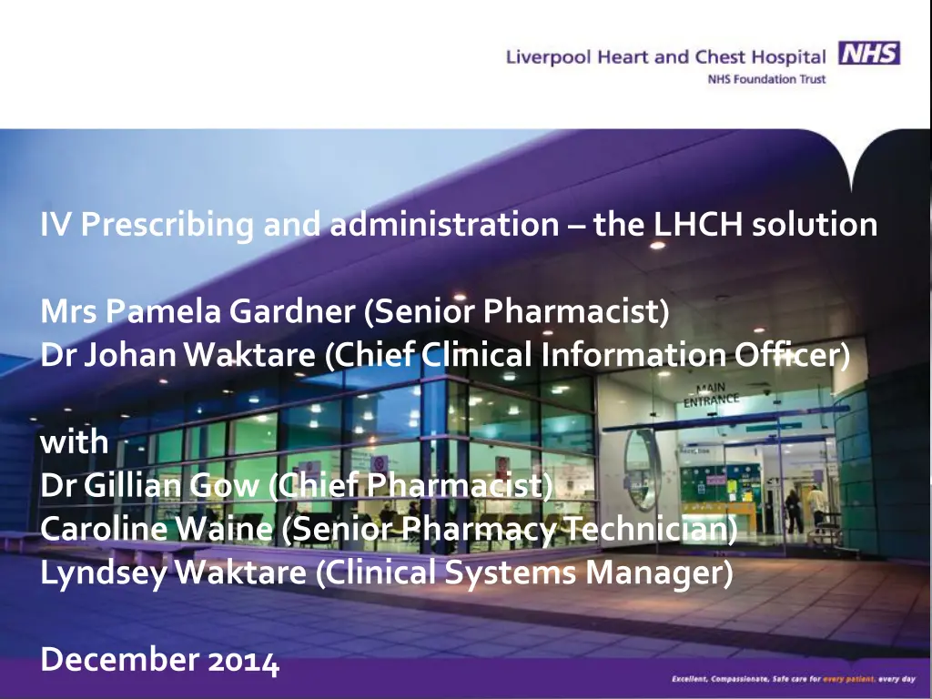 iv prescribing and administration the lhch