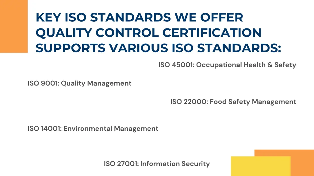 key iso standards we offer quality control