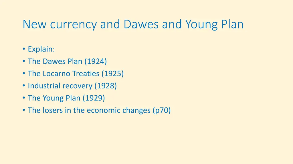new currency and dawes and young plan