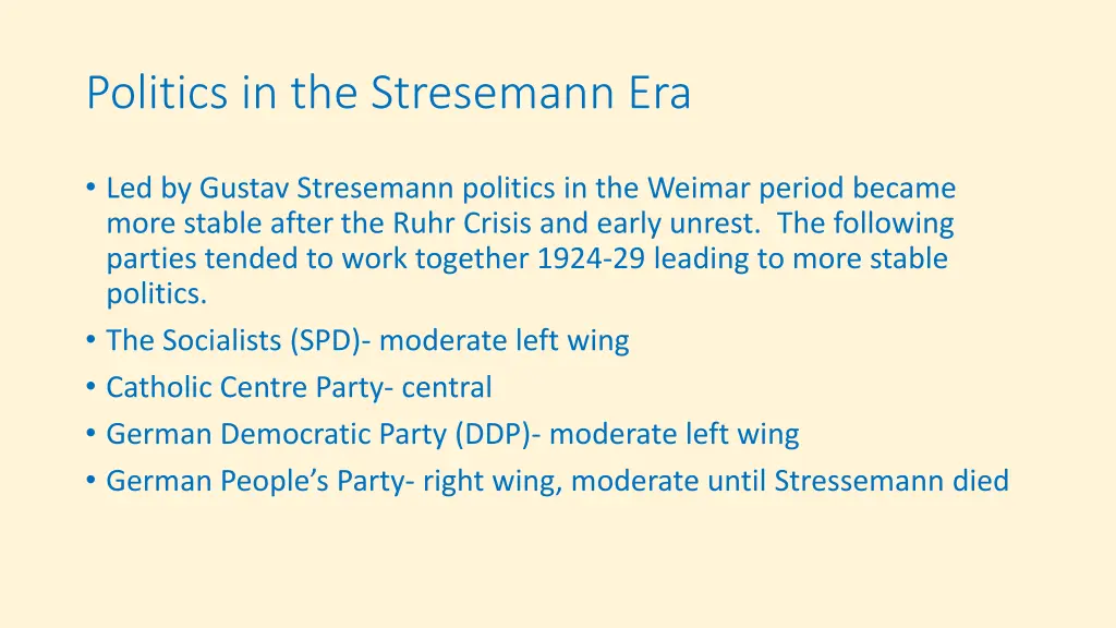 politics in the stresemann era