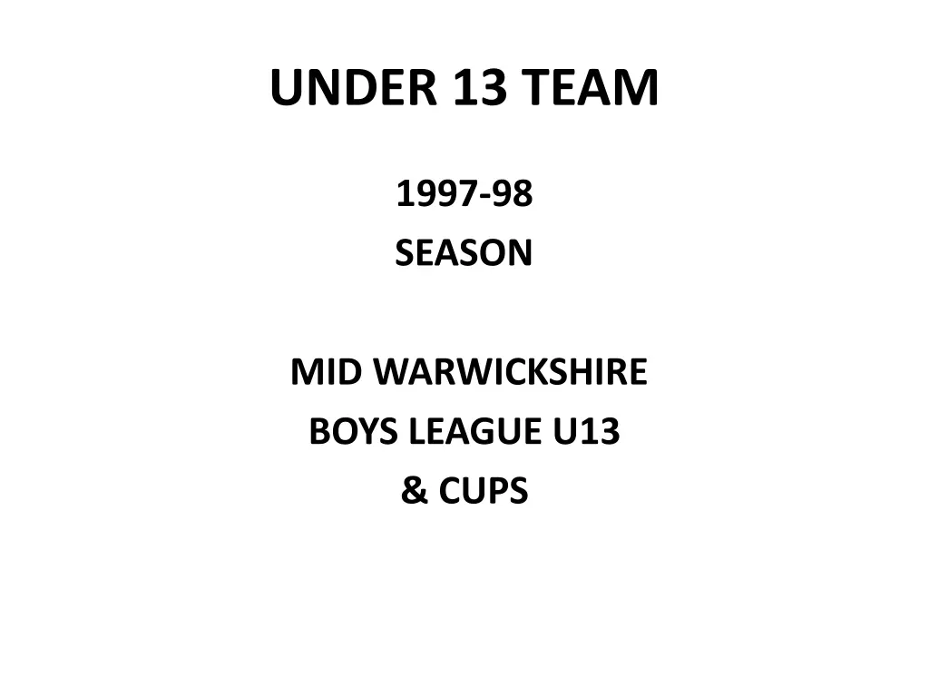 under 13 team