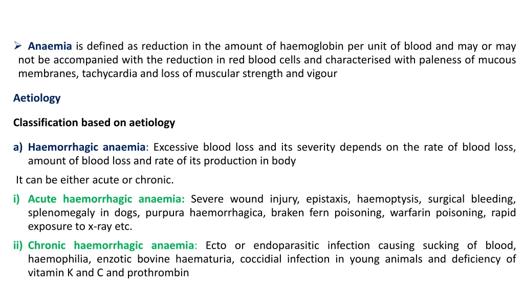 anaemia is defined as reduction in the amount