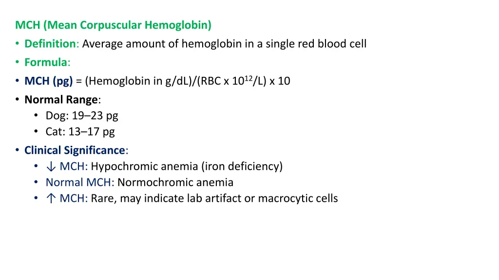 mch mean corpuscular hemoglobin definition