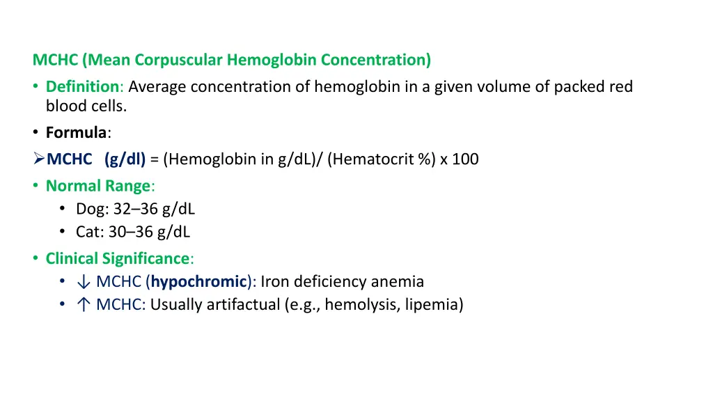 mchc mean corpuscular hemoglobin concentration