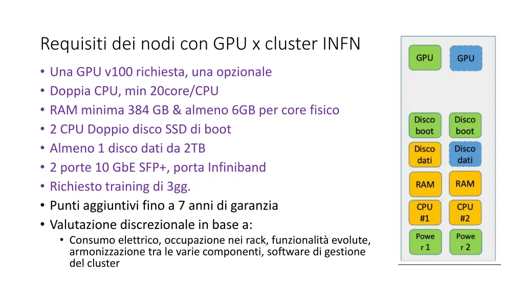 requisiti dei nodi con gpu x cluster infn