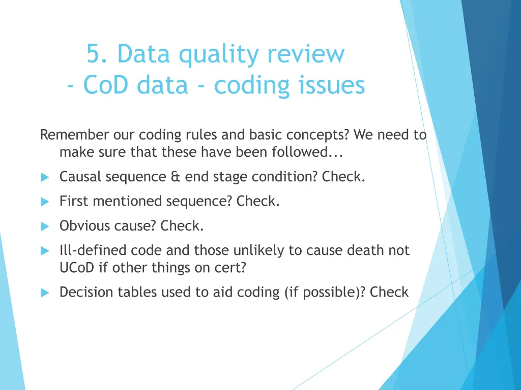 5 data quality review cod data coding issues