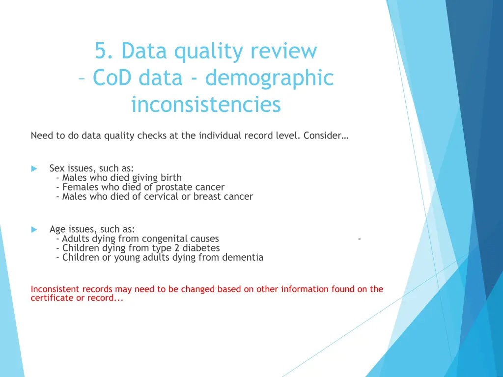 5 data quality review cod data demographic