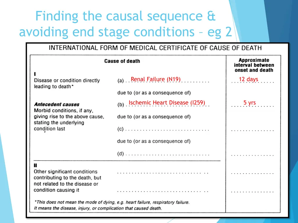 finding the causal sequence avoiding end stage