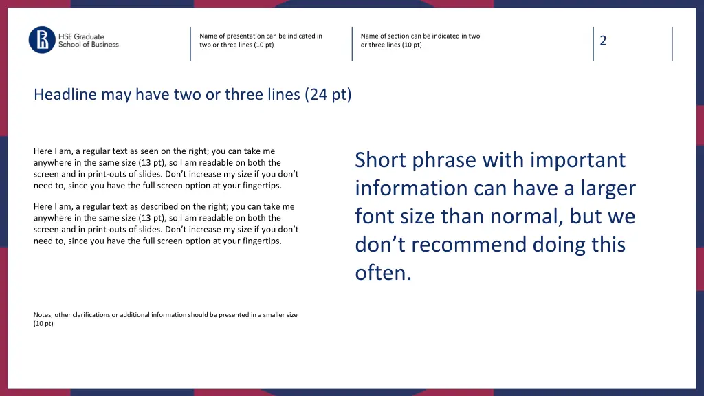 name of presentation can be indicated