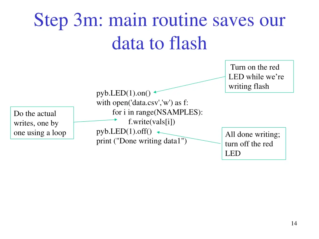 step 3m main routine saves our data to flash
