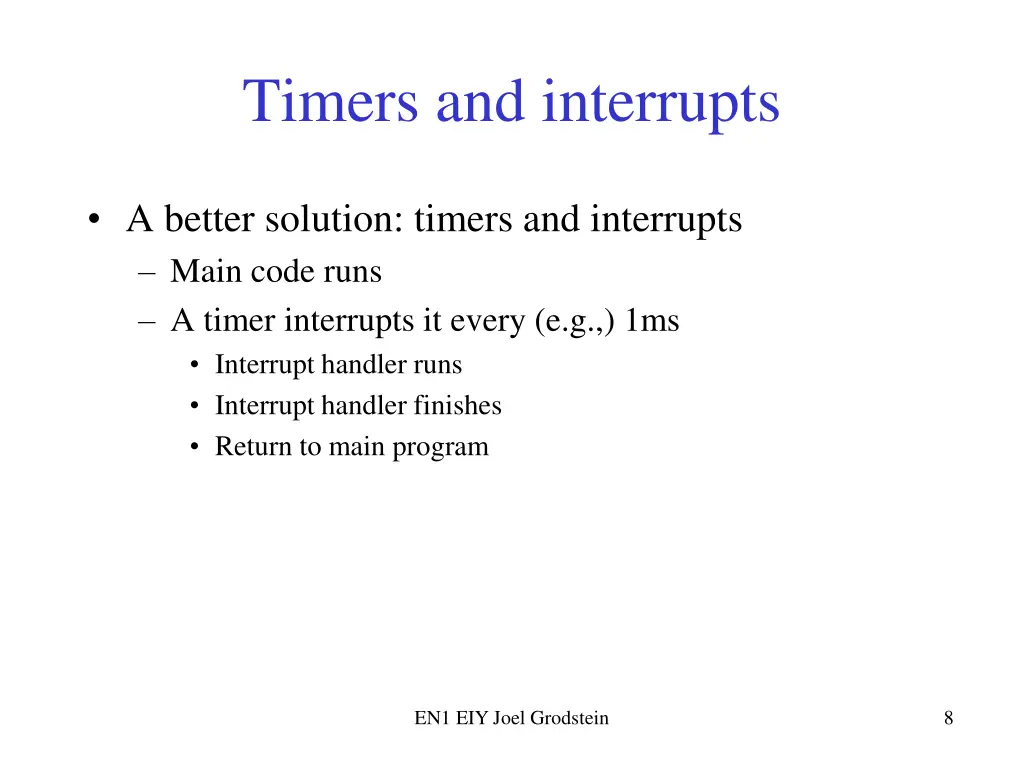 timers and interrupts