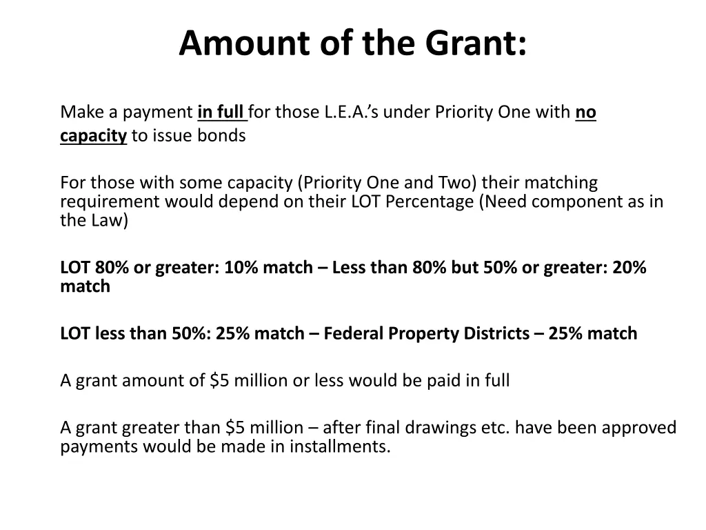 amount of the grant