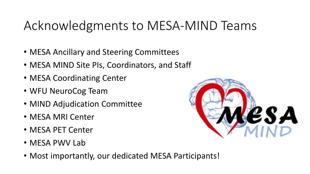 acknowledgments to mesa mind teams
