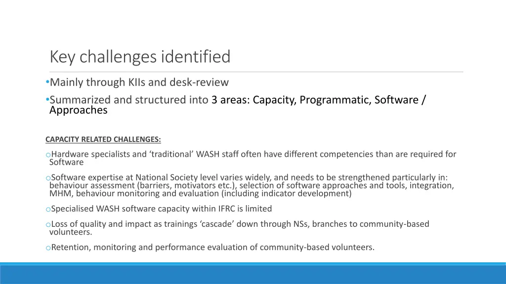 key challenges identified