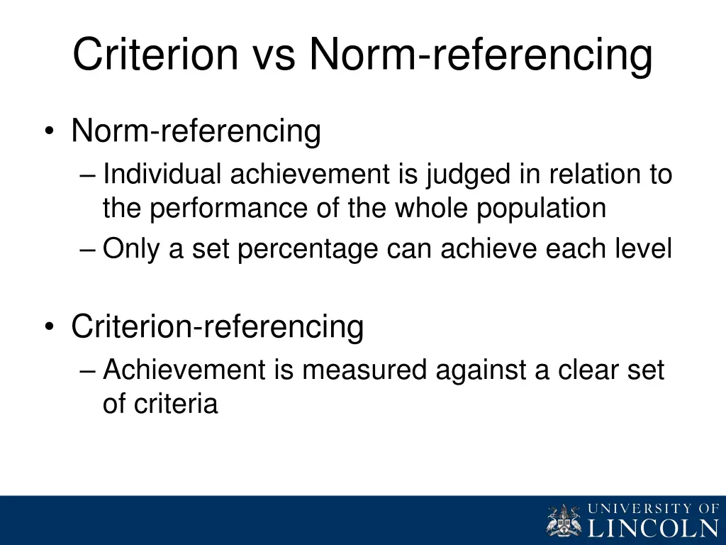 criterion vs norm referencing