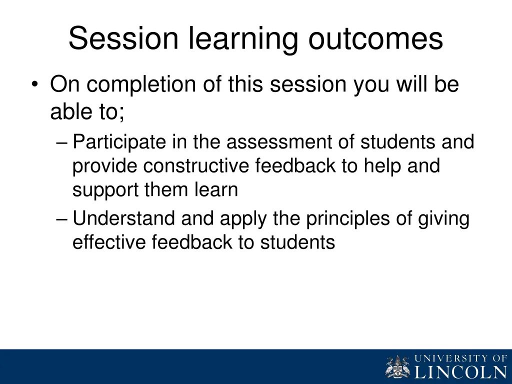 session learning outcomes