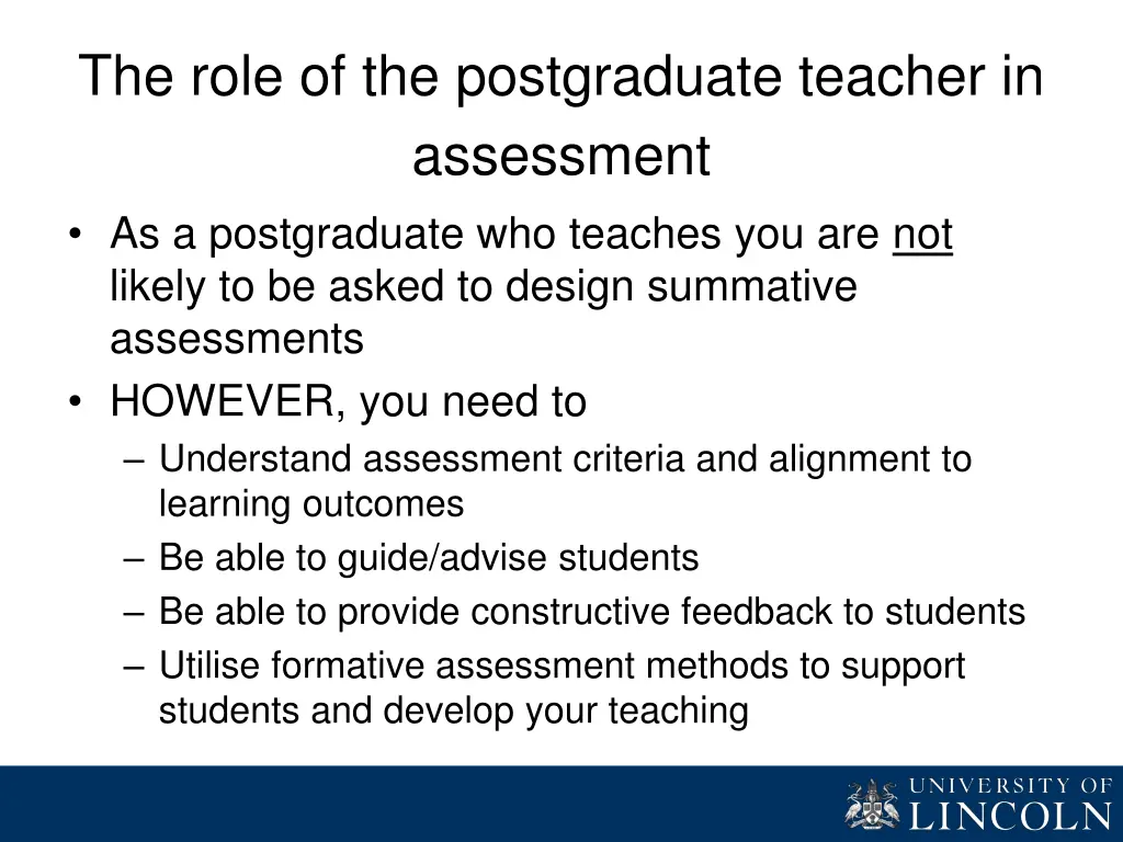 the role of the postgraduate teacher