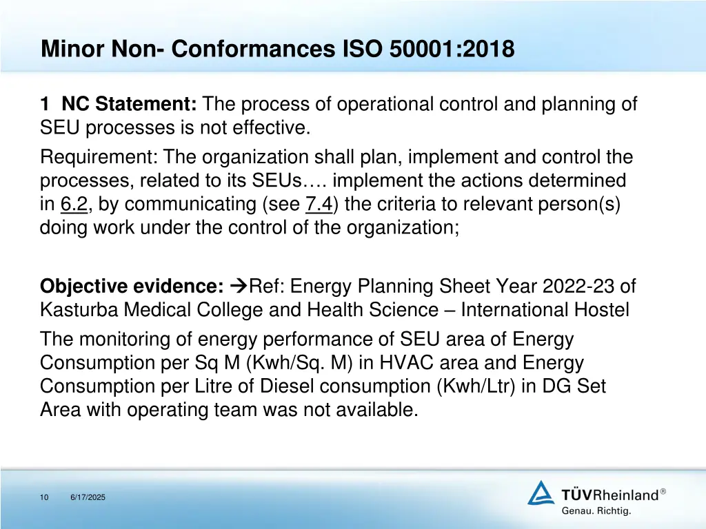 minor non conformances iso 50001 2018