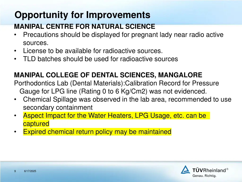 opportunity for improvements manipal centre
