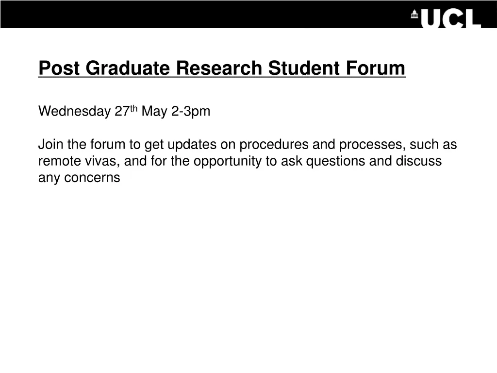 post graduate research student forum