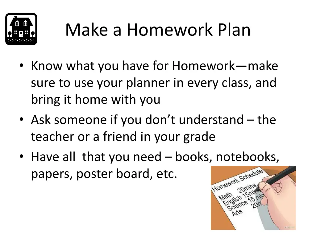 make a homework plan