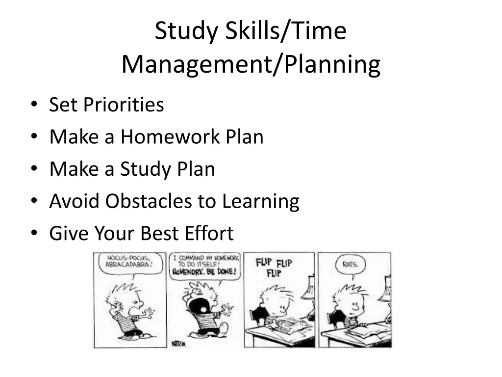 study skills time management planning